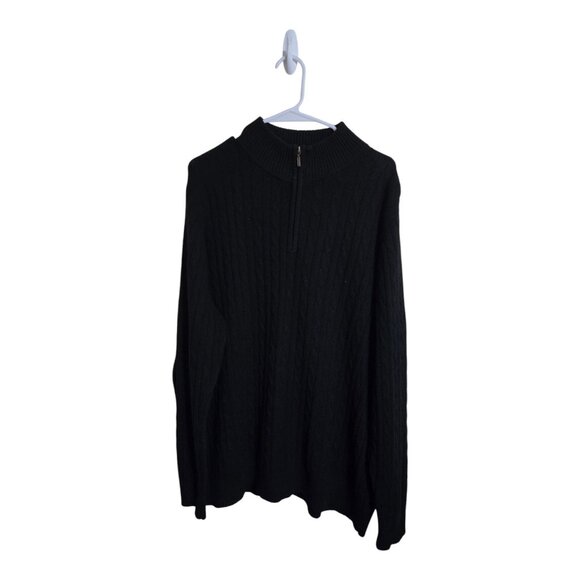 Ll.bean Sweater Men XL Black Cashmere Preppy Cable Knit Grandpa Core Fishermans - Picture 1 of 7